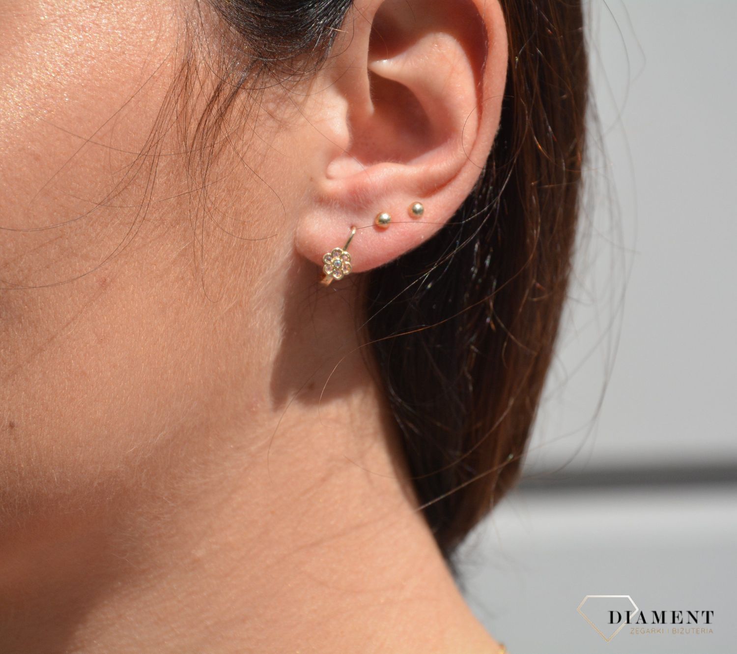 Złote kolczyki dla dziewczynki ' Różowe kwiatki ' KL 6100A.jpg